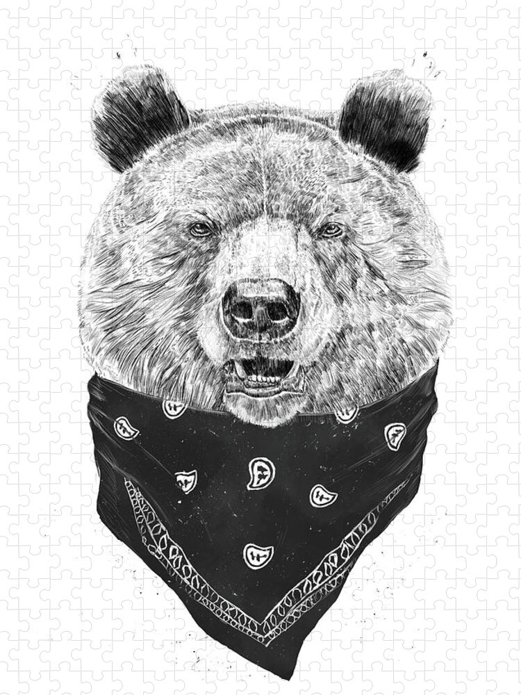 Bear Jigsaw Puzzle featuring the mixed media Wild bear by Balazs Solti