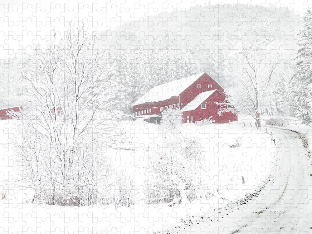 Vermont Jigsaw Puzzle featuring the photograph Wilder Farm in Snowstorm by Tim Kirchoff