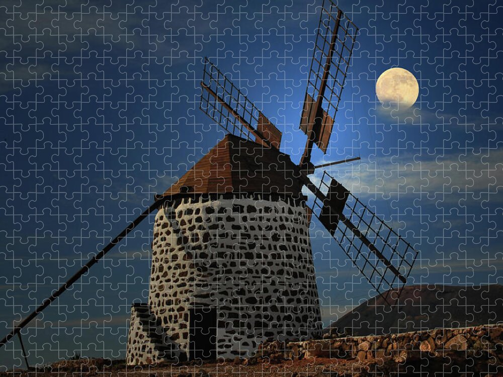 Environmental Conservation Jigsaw Puzzle featuring the photograph Windmill Against Sky by Ernie Watchorn