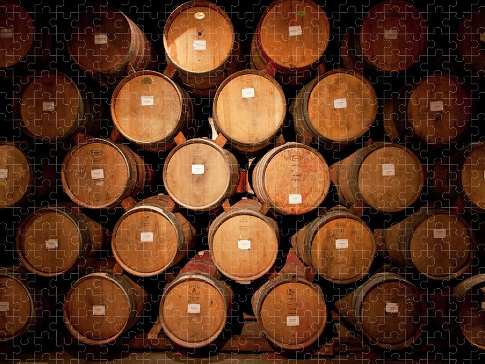 Spot Lit Jigsaw Puzzle featuring the photograph Wine Barrels by Ryan Mcginnis
