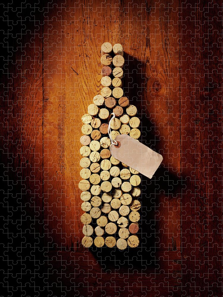 Alcohol Jigsaw Puzzle featuring the photograph Wine Bottle In Corks by Wragg