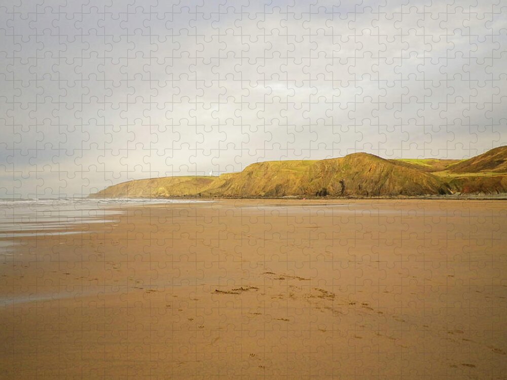 Beach Jigsaw Puzzle featuring the photograph Winter Hues Sandymouth Cornwall by Richard Brookes