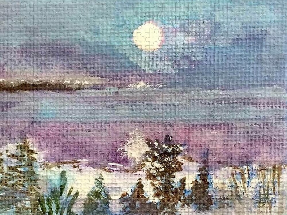 Full Moon Jigsaw Puzzle featuring the painting Winter Moon Energy by Deb Stroh-Larson
