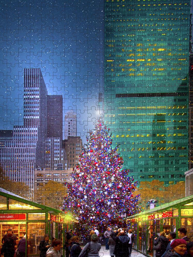 Bryant Park Christmas Market Jigsaw Puzzle featuring the photograph Winter Village and Christmas Market by Mark Andrew Thomas