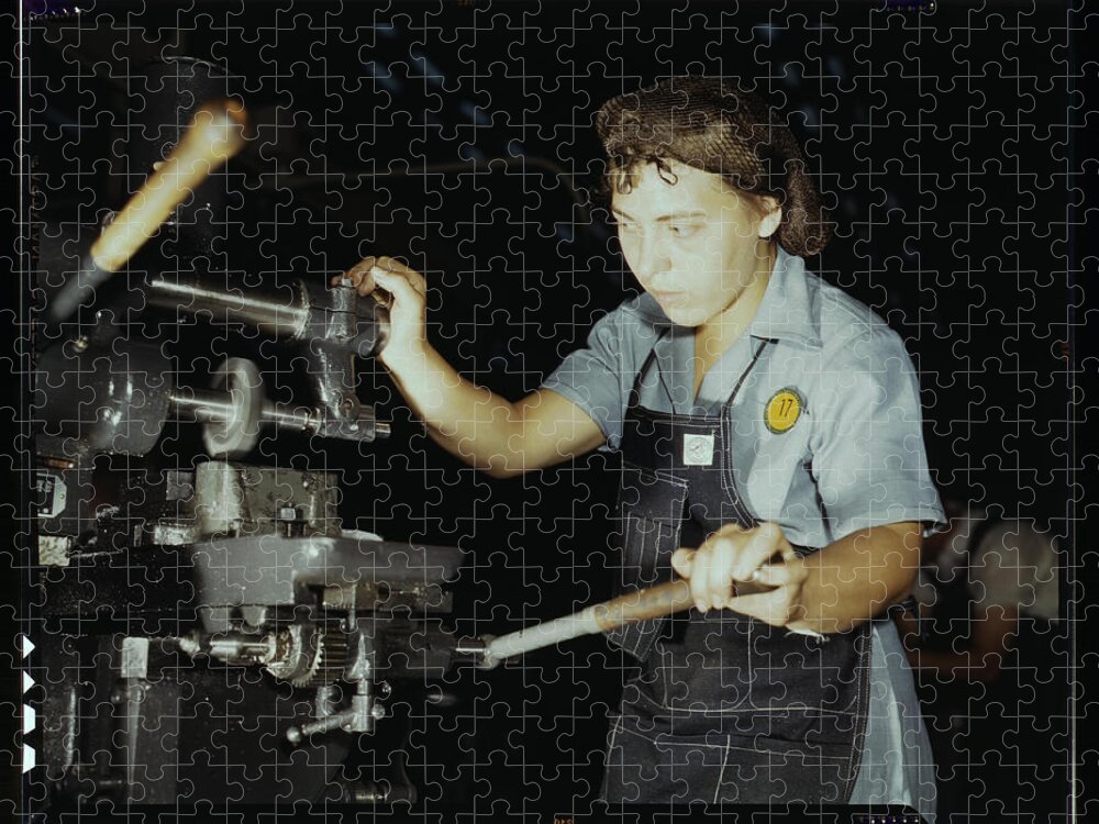Rosie Jigsaw Puzzle featuring the painting Worker 17 on Lathe by Hollem, Howard R. .