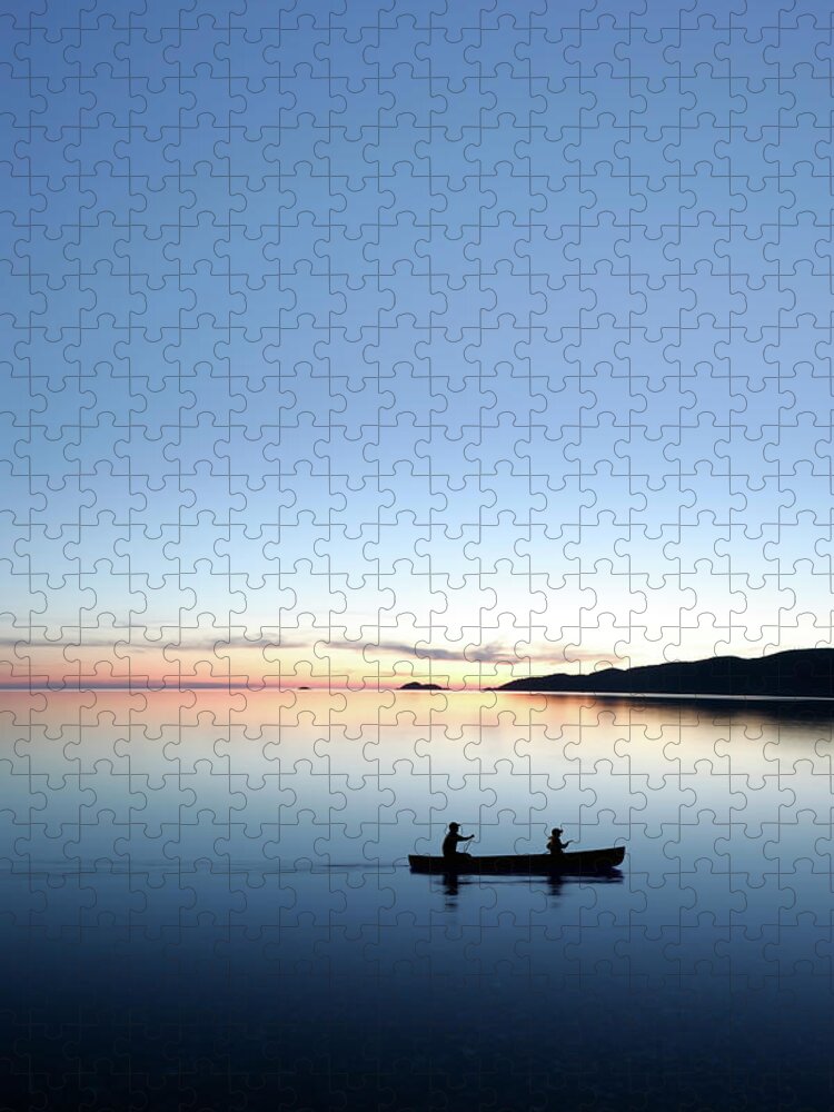 Lake Michigan Jigsaw Puzzle featuring the photograph Xxxl Twilight Canoeing by Sharply done