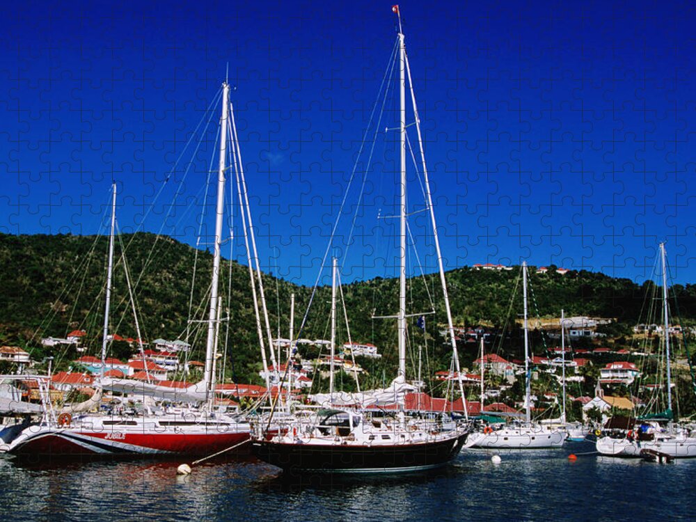 Grass Jigsaw Puzzle featuring the photograph Yachts At Gustavia Marina by Holger Leue