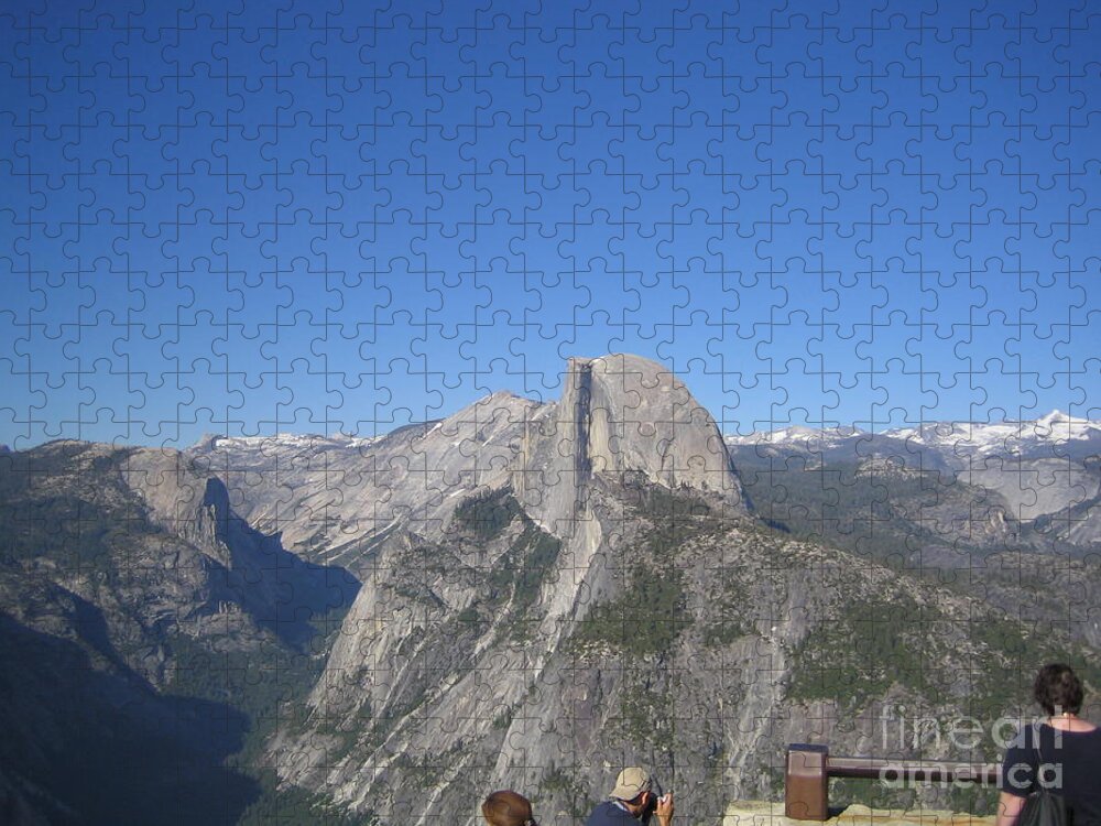 Yosemite Jigsaw Puzzle featuring the photograph Yosemite National Park Half Dome Rock Panoramic View by John Shiron