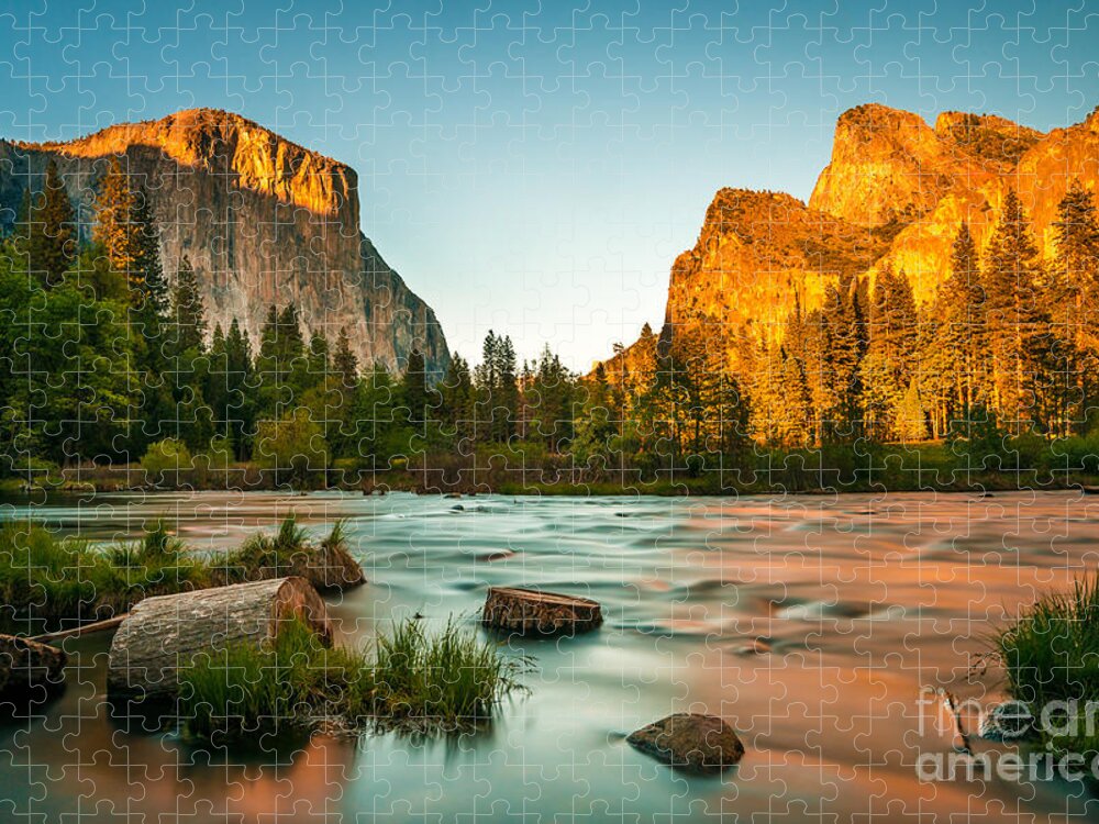 Sky Jigsaw Puzzle featuring the photograph Yosemite Valley View Sunset by Mohamed Selim