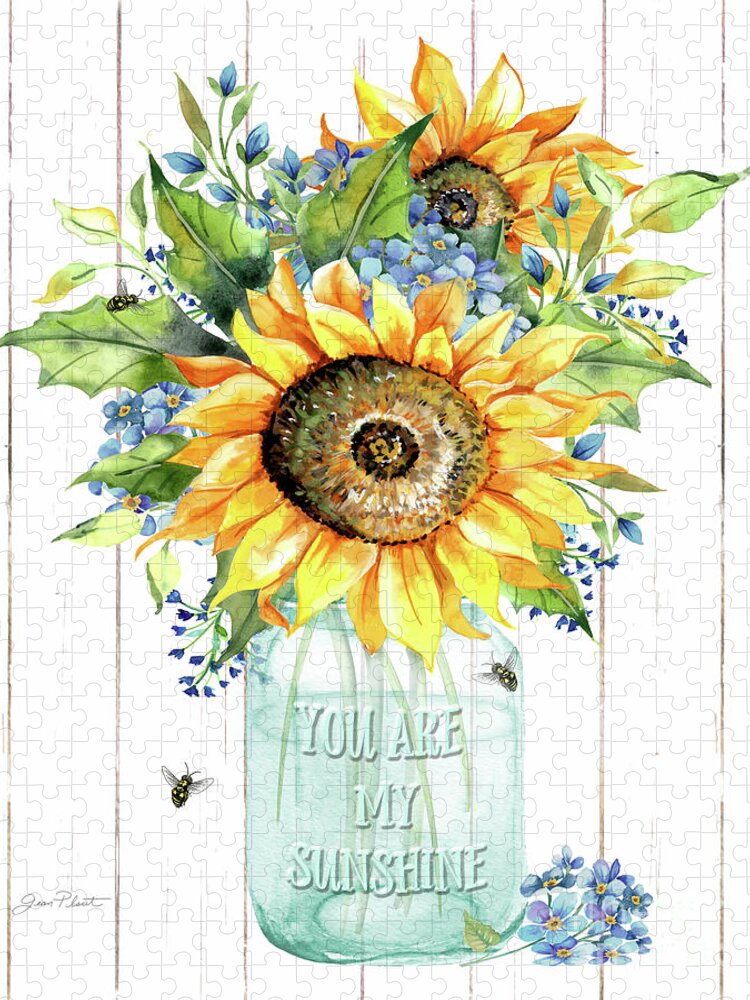 Flower Jigsaw Puzzle featuring the painting You Are My Sunshine B by Jean Plout