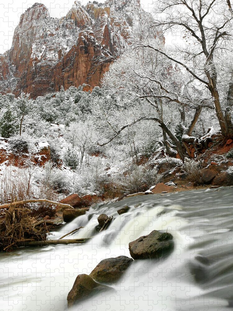 Scenics Jigsaw Puzzle featuring the photograph Zion Winter by Imaginegolf