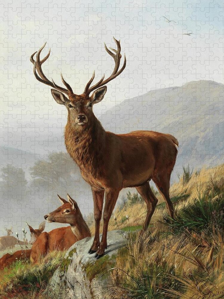 Friedrich Jigsaw Puzzle featuring the painting A Royal Stag by Carl Friedrich Deiker
