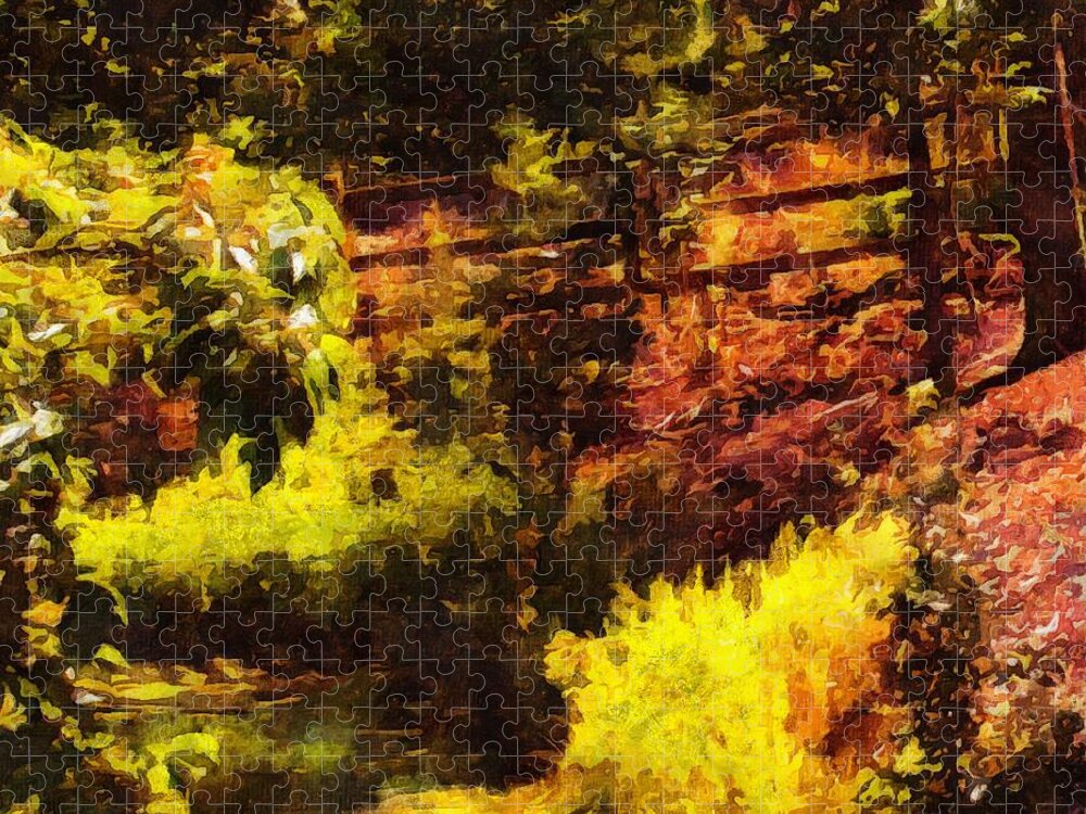 Woods Jigsaw Puzzle featuring the mixed media Afternoon in the Woods by Christopher Reed