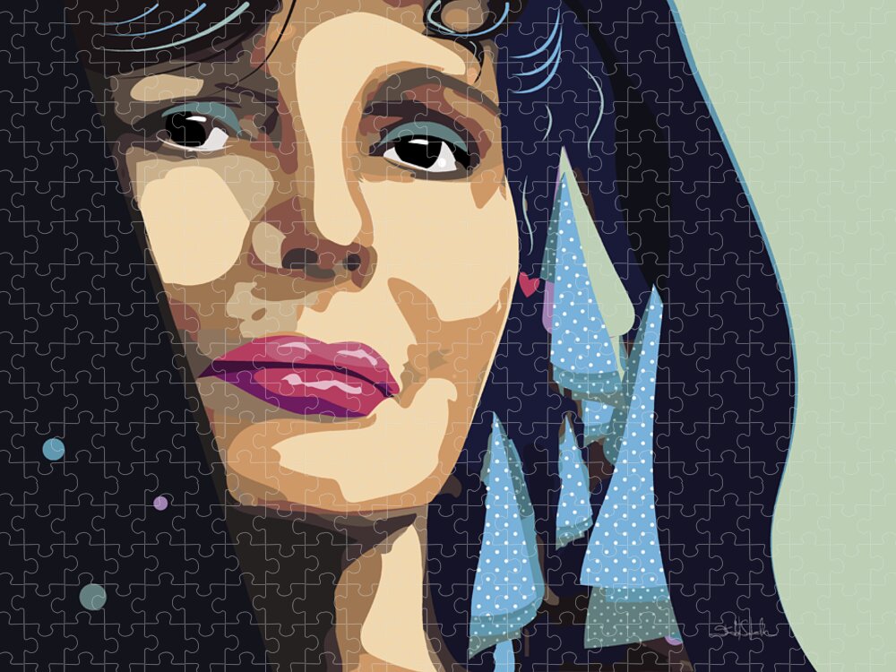 Amalia Jigsaw Puzzle featuring the digital art Amalia Rodrigues #1 by Isabel Salvador