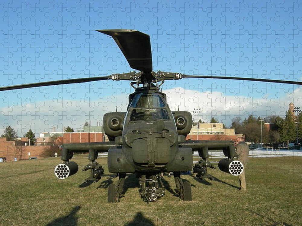 Helicopter Jigsaw Puzzle featuring the photograph Apache helicopter #1 by Jean Evans