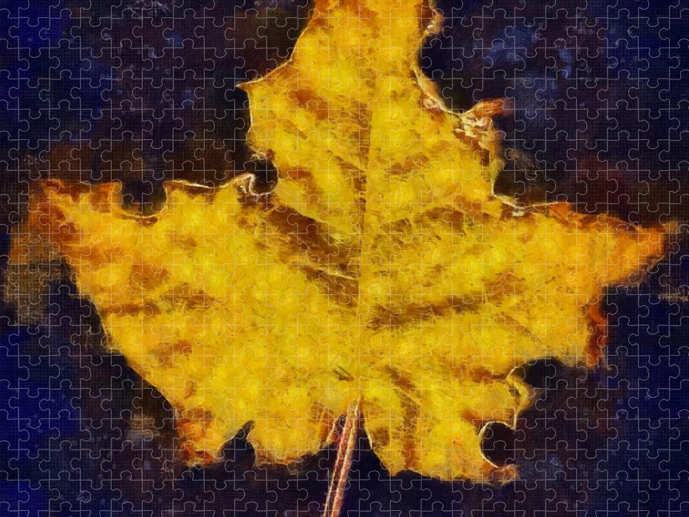 Autumn Jigsaw Puzzle featuring the mixed media Autumn Leaf by Christopher Reed