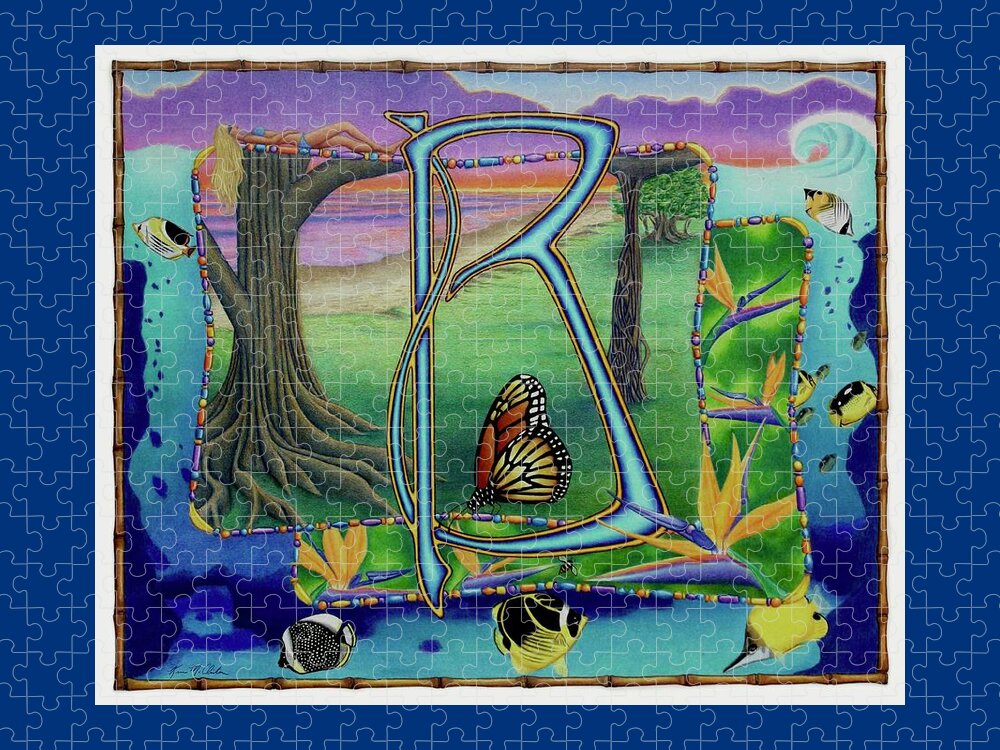 Kim Mcclinton Jigsaw Puzzle featuring the drawing B is for Beach by Kim McClinton
