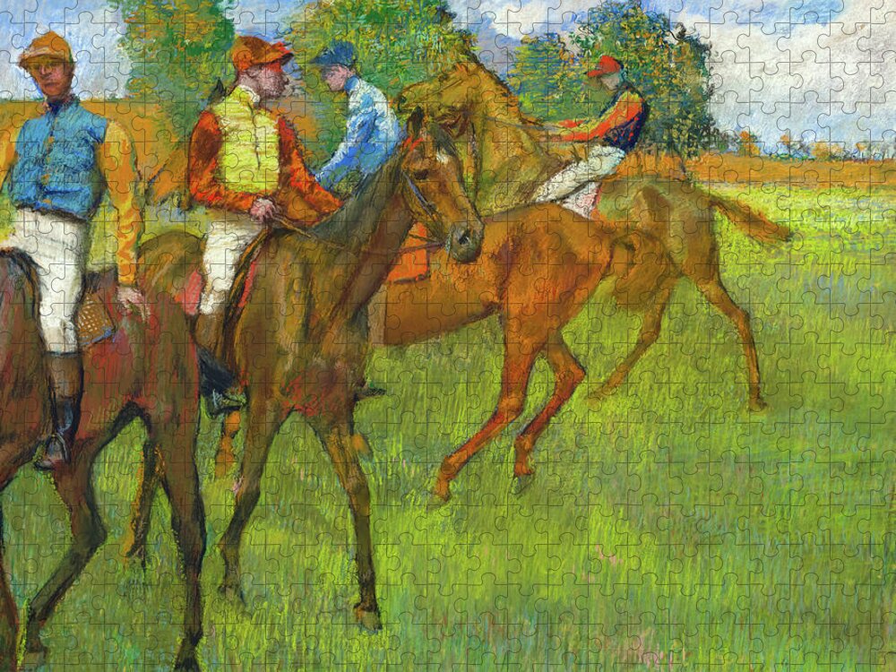 Edgar Degas Jigsaw Puzzle featuring the painting Before the Race #1 by Edgar Degas