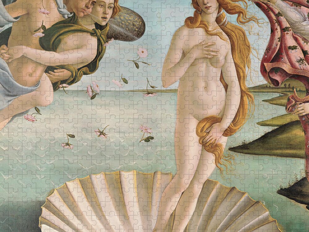 Botticelli Jigsaw Puzzle featuring the painting Birth of Venus detail by Sandro Botticelli