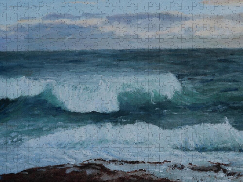 Sea Jigsaw Puzzle featuring the painting Blue Water #1 by Masami IIDA