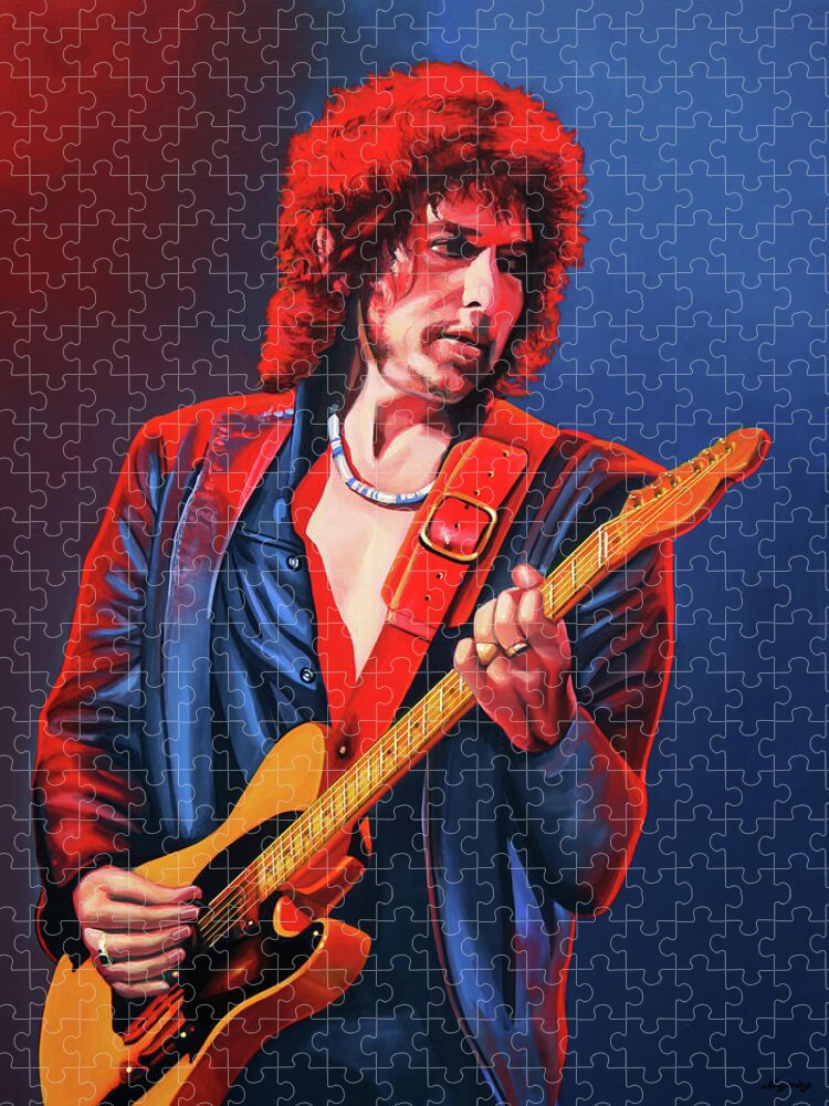 Bob Dylan Jigsaw Puzzle featuring the painting Bob Dylan Painting #1 by Paul Meijering