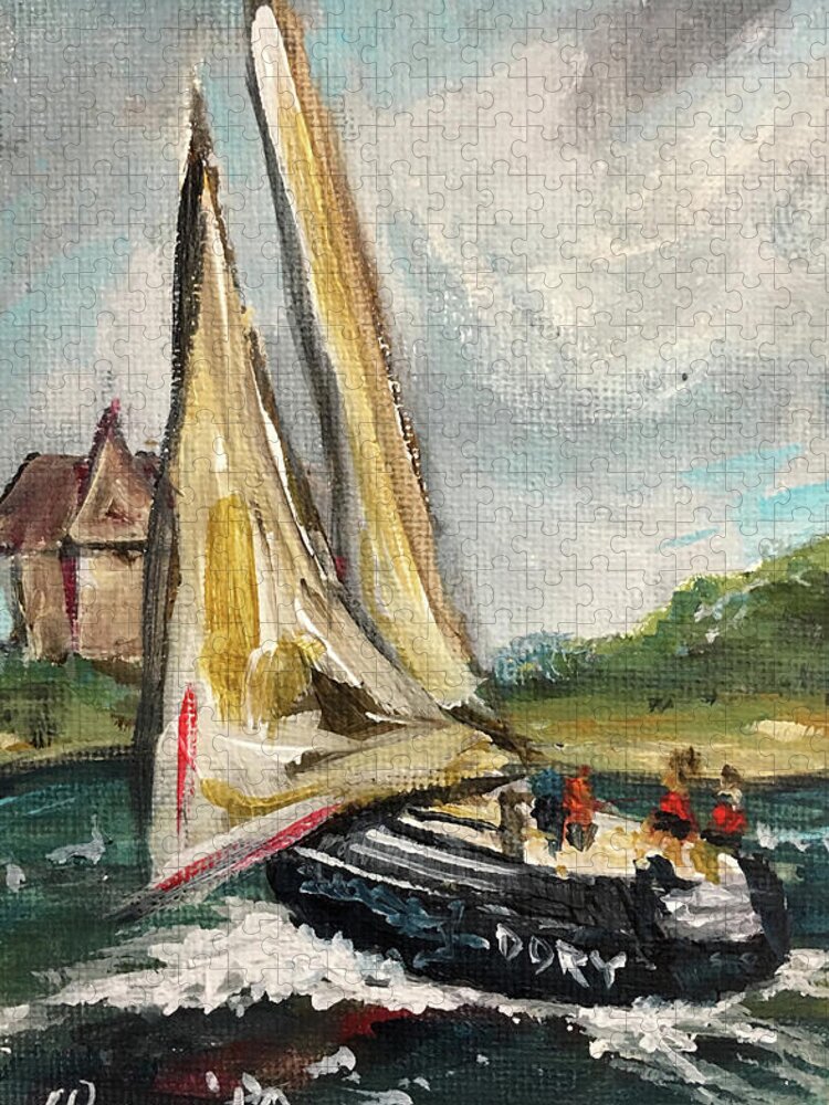 Cape Cod Jigsaw Puzzle featuring the painting Cape Sailing by Roxy Rich