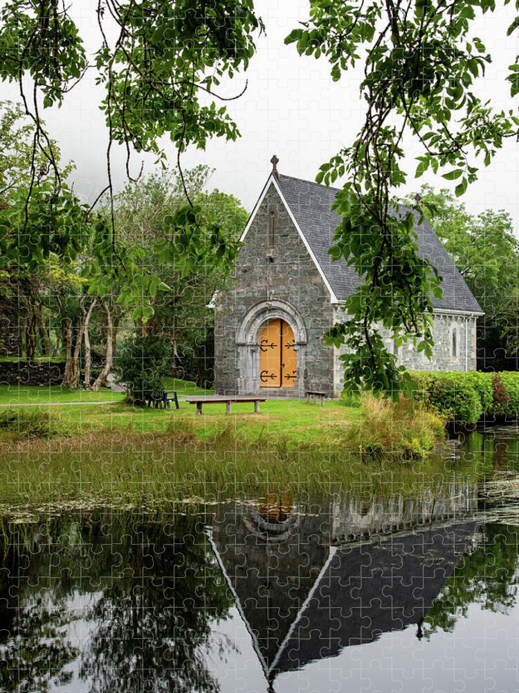County Cork Jigsaw Puzzle featuring the photograph Catholic church of  Saint. Finbarr Oratory. Gougane Barra park by Michalakis Ppalis