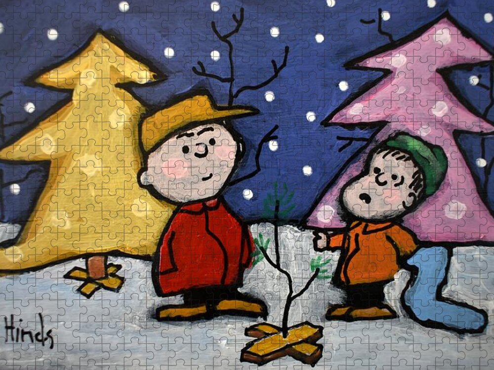 Charlie Brown Christmas Tree Jigsaw Puzzle featuring the painting Charlie Brown Christmas Tree #1 by David Hinds