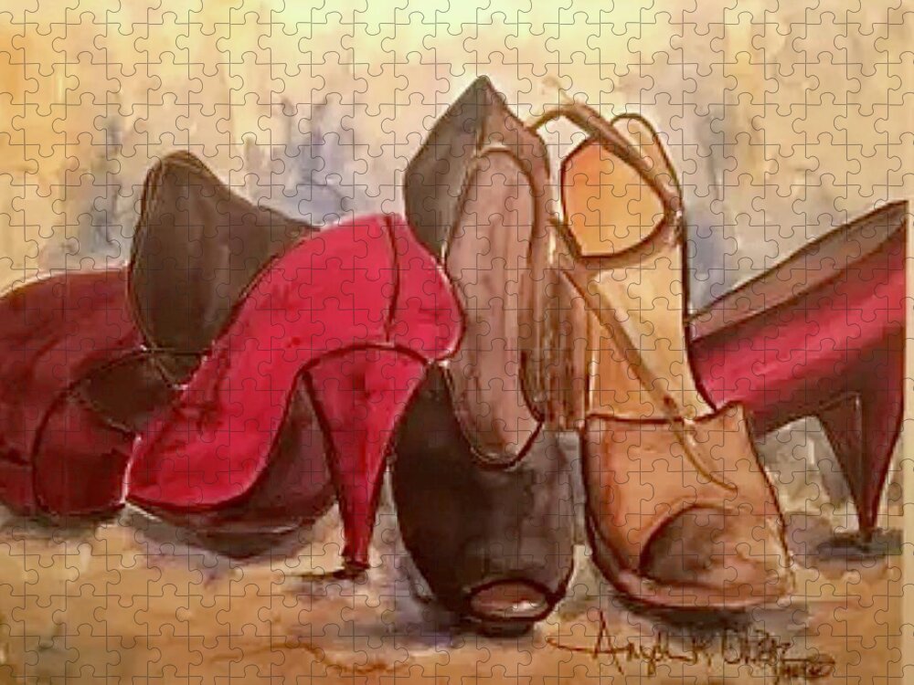  Jigsaw Puzzle featuring the painting Dress shoes by Angie ONeal