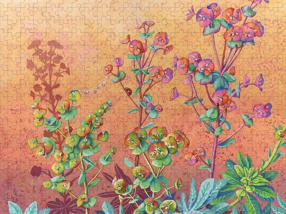 Plants Jigsaw Puzzle featuring the painting Euphorbia Spurge #1 by Lynne Henderson