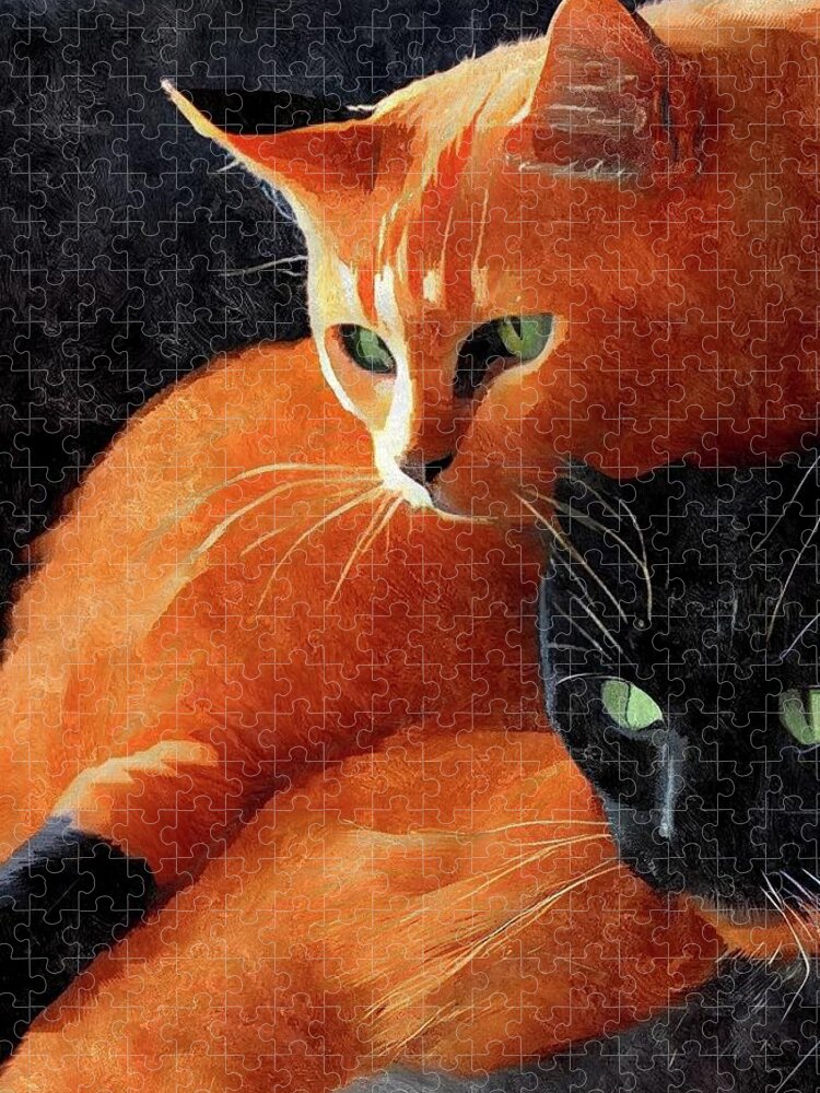 Cats Jigsaw Puzzle featuring the digital art Friends Forever #1 by Ally White
