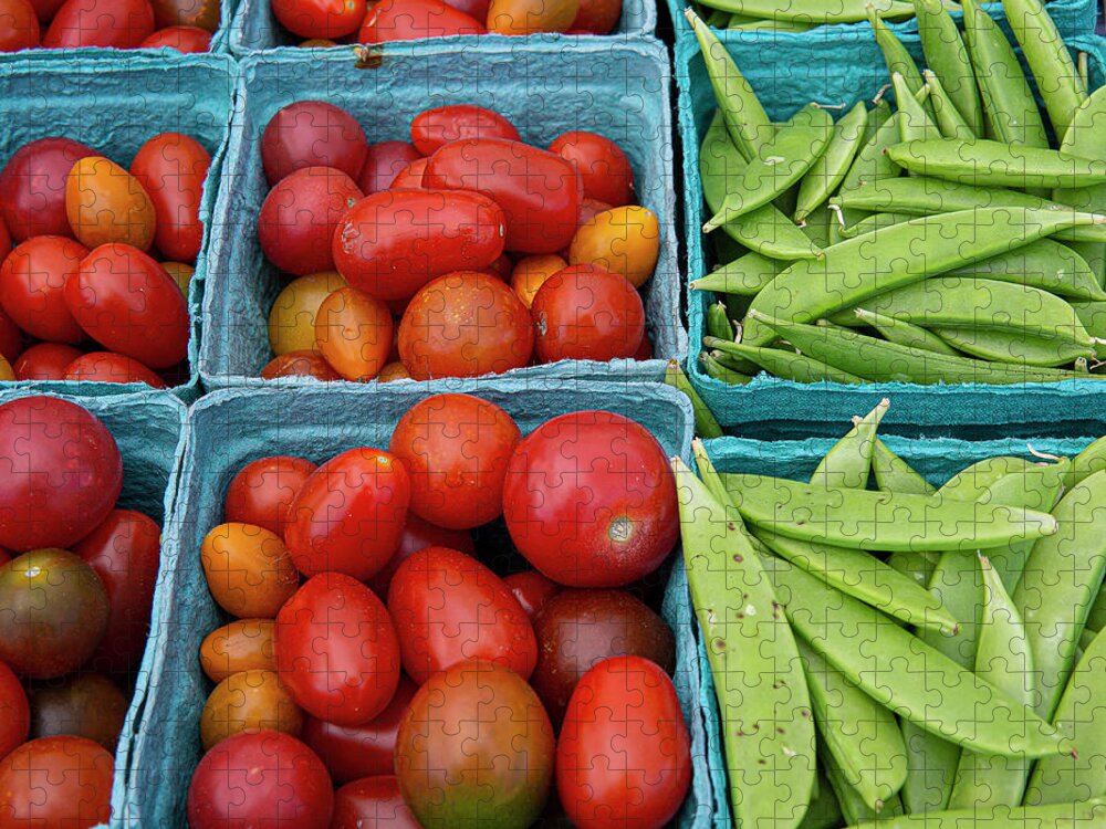 Fruits And Vegetables Farmers Market Peas Tomatoes Red Green Jigsaw Puzzle featuring the photograph Fruits and Vegetables at the Farmers Market #1 by David Morehead