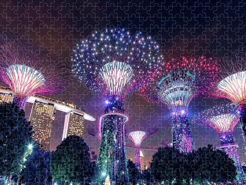 Singapore Jigsaw Puzzle featuring the photograph Gardens By The Bay #1 by Manjik Pictures