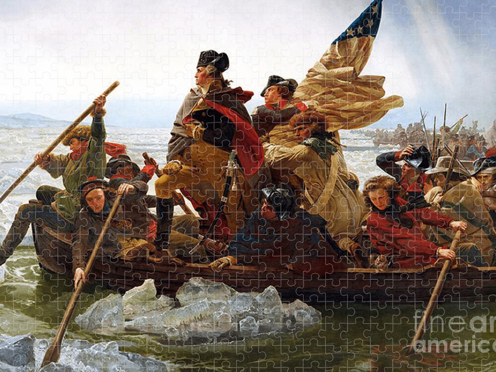 George Jigsaw Puzzle featuring the photograph George Washington Crossing The Delaware by Action
