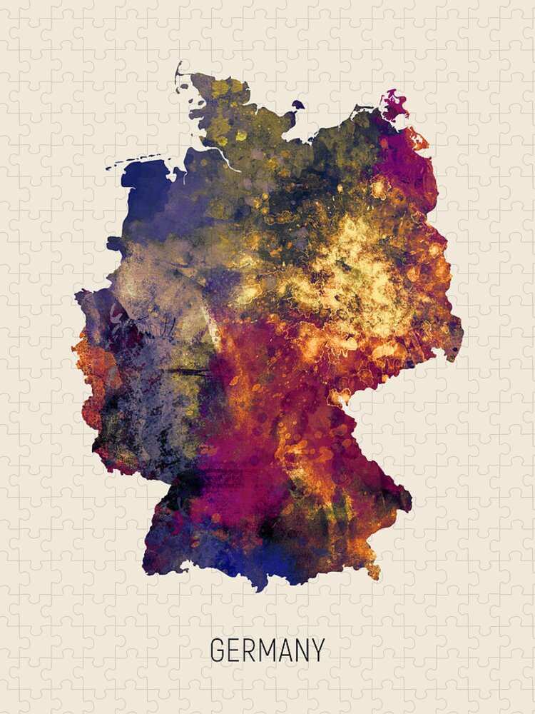 Germany Jigsaw Puzzle featuring the digital art Germany Watercolor Map #1 by Michael Tompsett