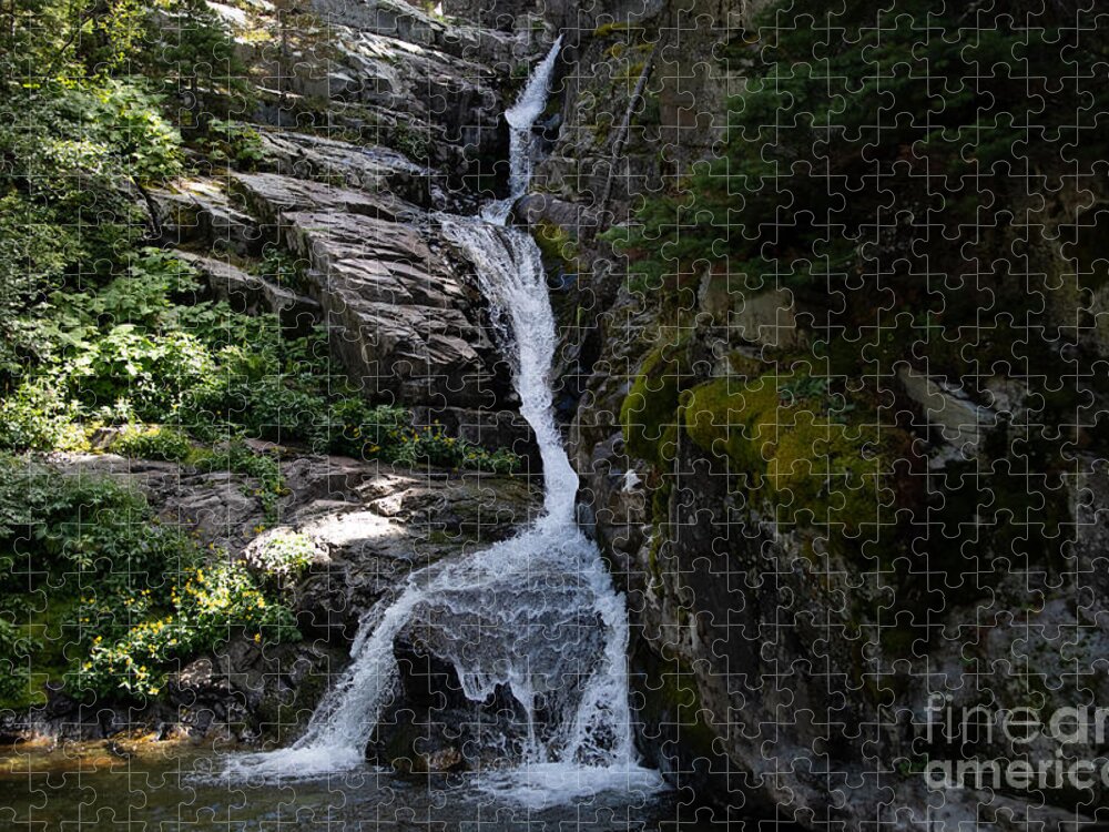 Glacier Falls Jigsaw Puzzle featuring the digital art Glacier Falls #1 by Tammy Keyes