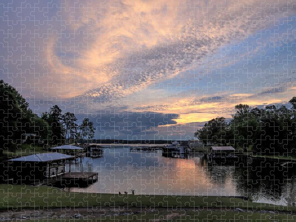 Lake Jigsaw Puzzle featuring the photograph Goose Rejoice Sunrise #1 by Ed Williams