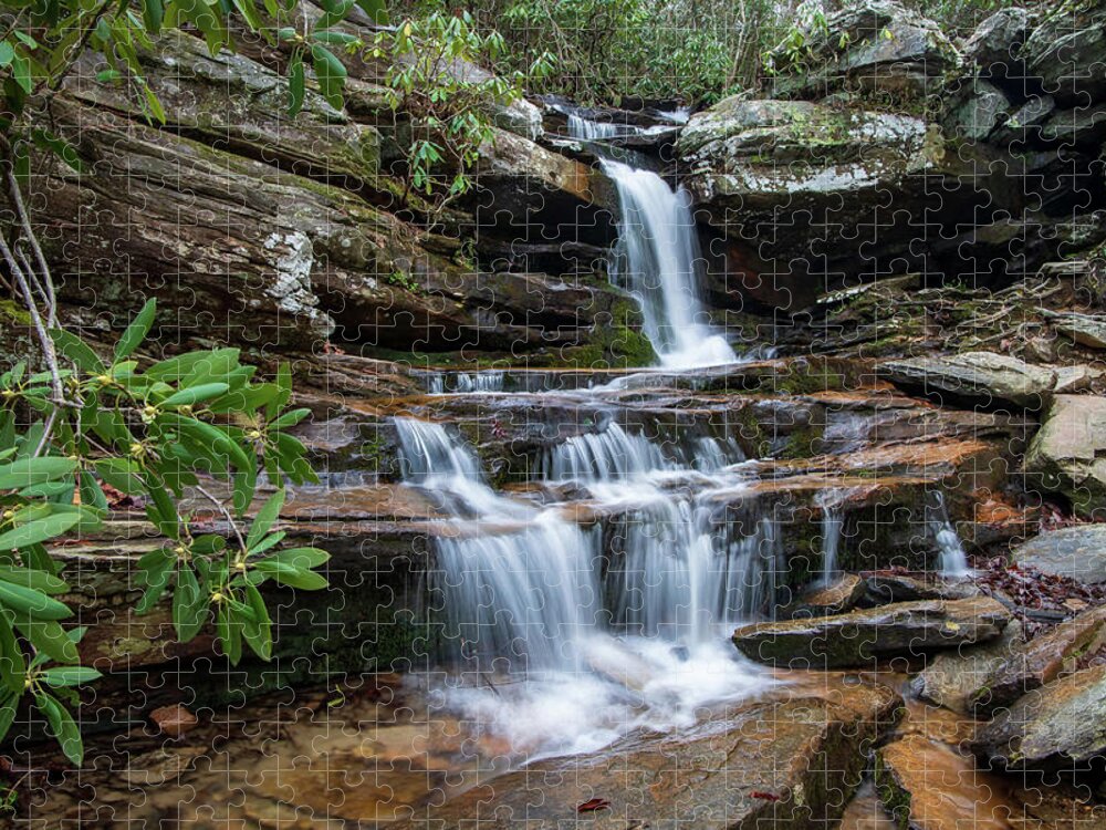 Hidden Falls. Hanging Rock State Park Jigsaw Puzzle featuring the photograph Hidden Falls by Chris Berrier