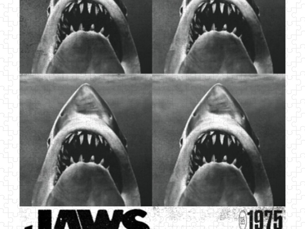 Shark Jigsaw Puzzle featuring the digital art Jaws Don't Go In The Water #1 by Tinh Tran Le Thanh