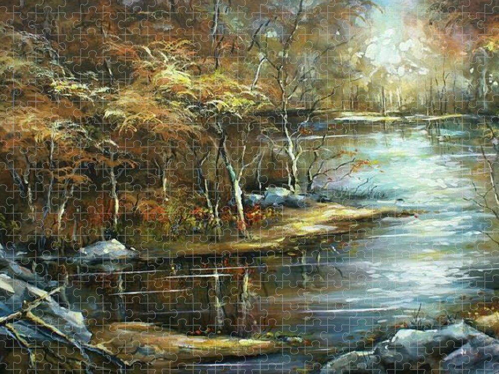 Landscape Jigsaw Puzzle featuring the painting Landscape by Michael Lang