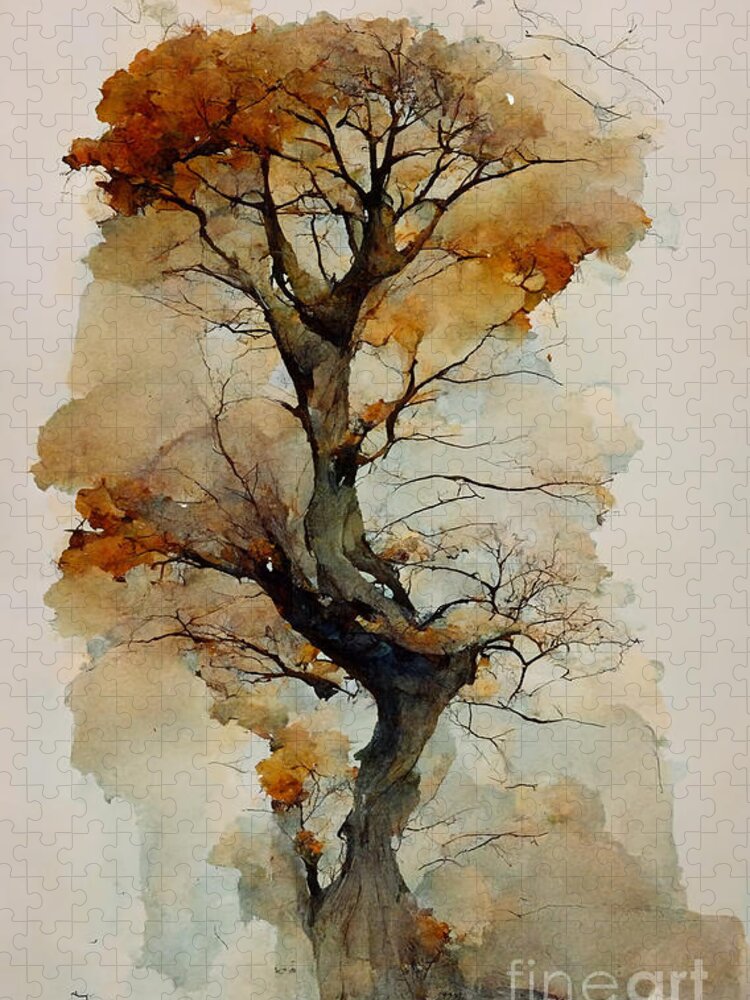 Tree Jigsaw Puzzle featuring the digital art Late autumn #2 by Sabantha