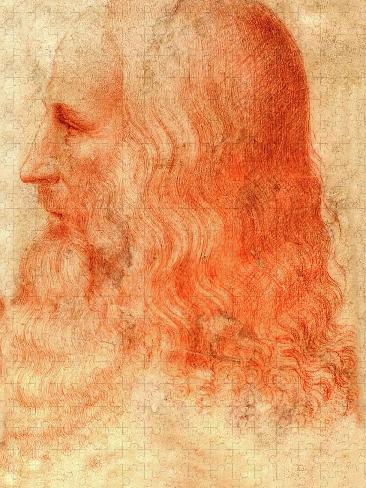 Portrait Of Leonardo Da Vinci Jigsaw Puzzle featuring the painting Leonardo da Vinci #1 by Francesco Melzi