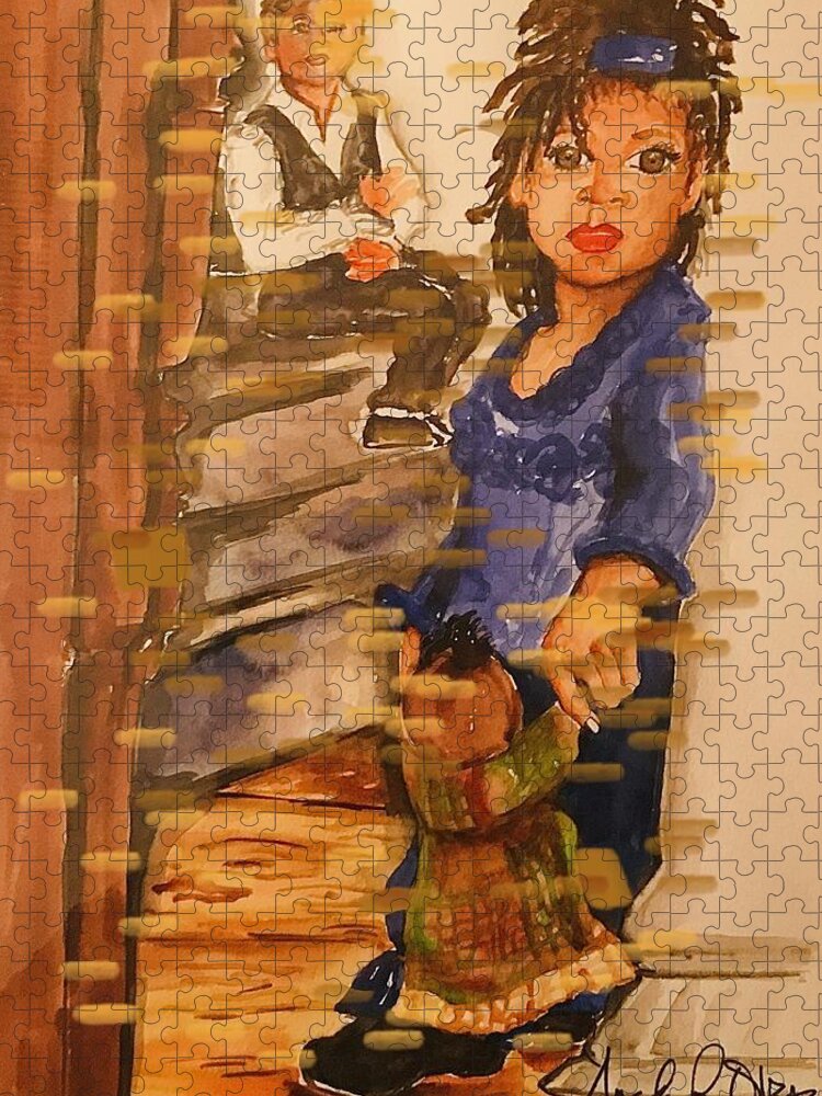  Jigsaw Puzzle featuring the painting Little Girl by Angie ONeal