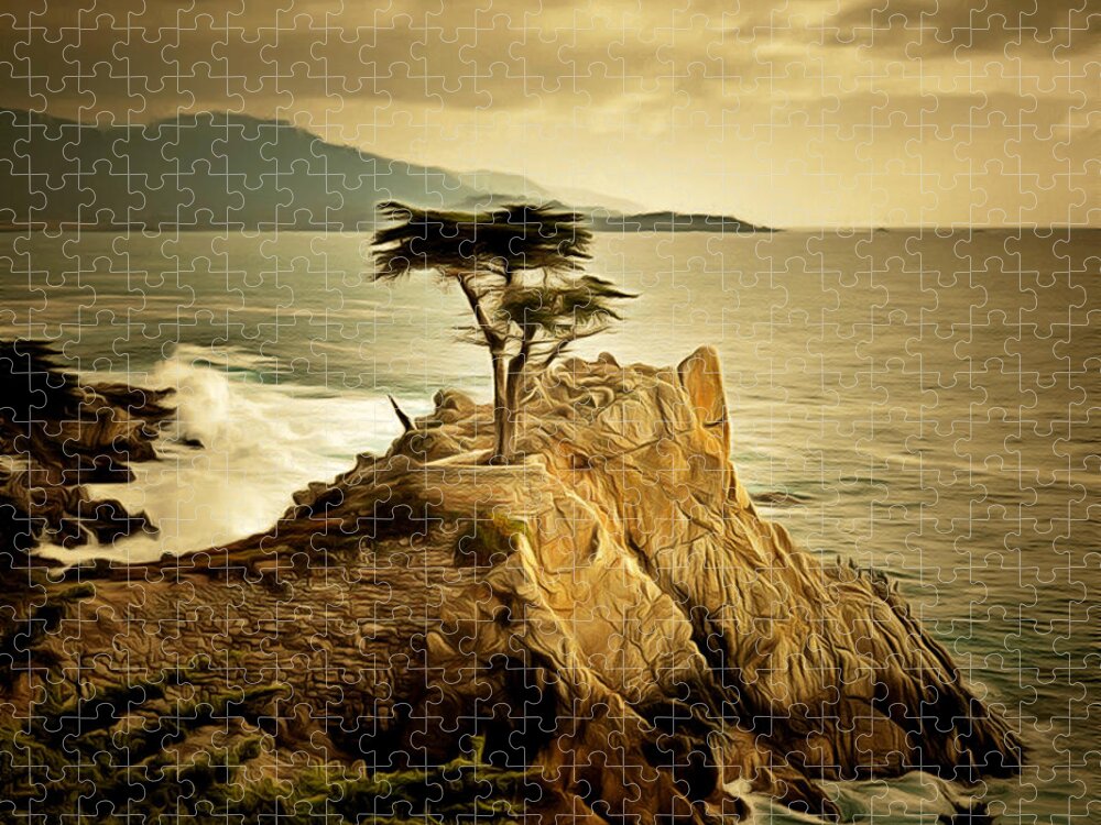 Barbara Snyder Jigsaw Puzzle featuring the photograph Lone Cypress Detail 2 #1 by Barbara Snyder