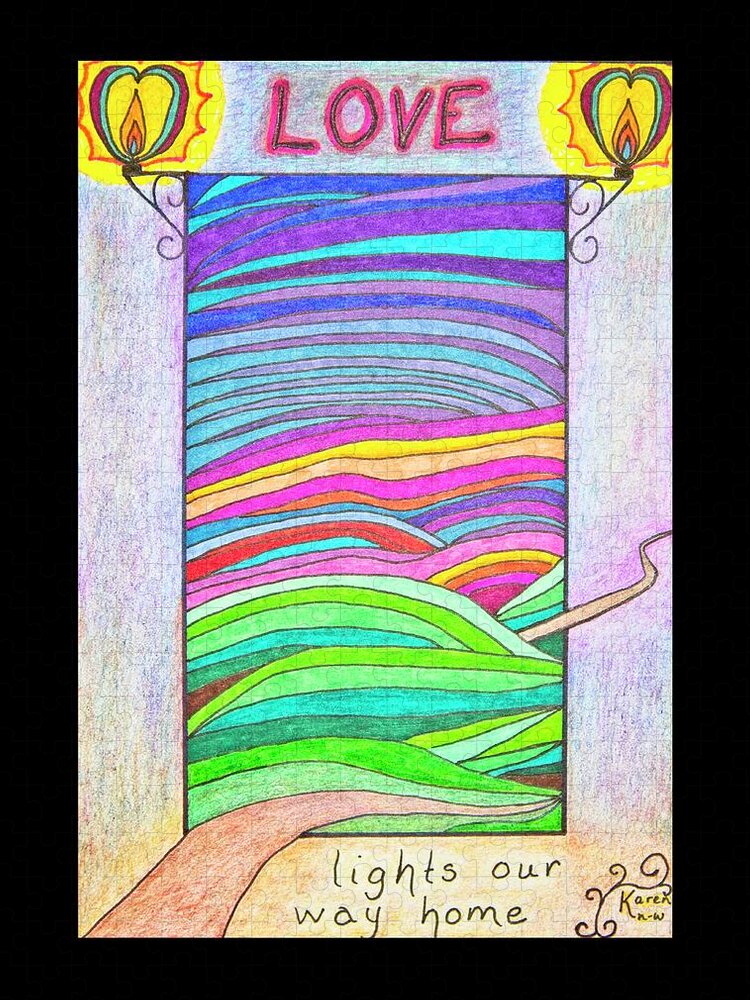 Love Jigsaw Puzzle featuring the drawing Love Lights Our Way Home by Karen Nice-Webb