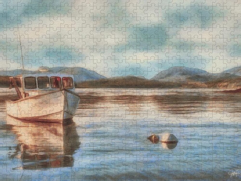 Acadia Jigsaw Puzzle featuring the painting Maine Boats 2 by Jeffrey Kolker