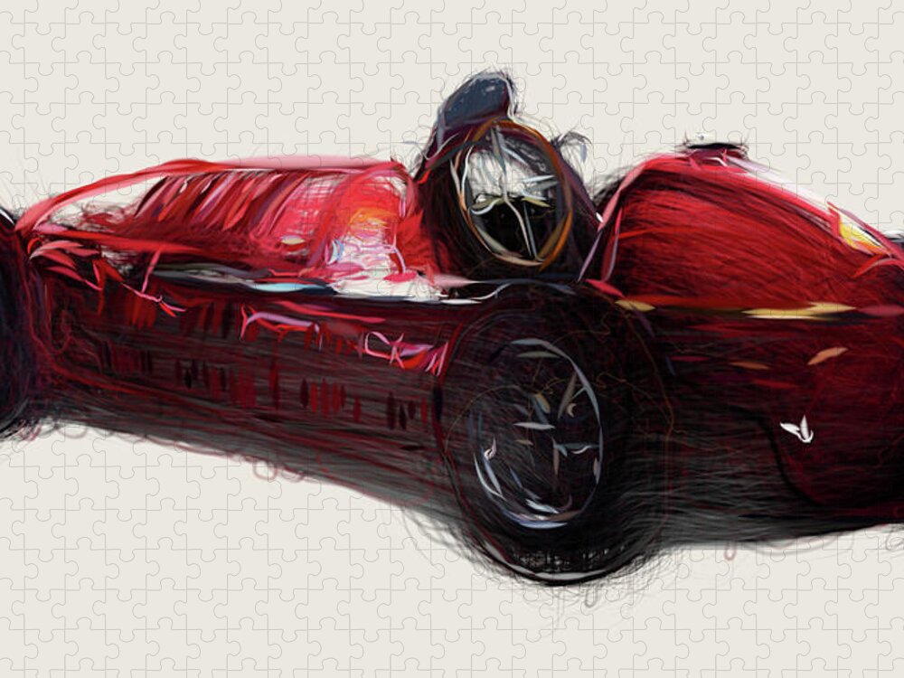 Maserati Jigsaw Puzzle featuring the digital art Maserati 4CLT Drawing #1 by CarsToon Concept
