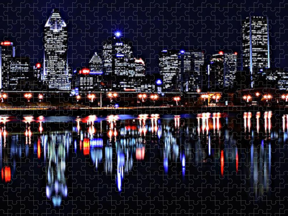  Montreal Jigsaw Puzzle featuring the photograph Montreal Skyline by night by Frederic Bourrigaud