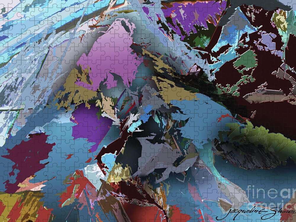 Abstract Jigsaw Puzzle featuring the digital art Mountain Majesty #2 by Jacqueline Shuler