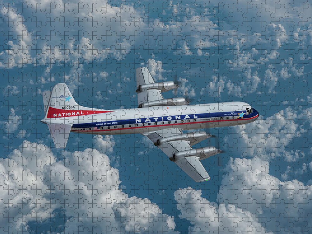 National Airlines Jigsaw Puzzle featuring the digital art National Airlines Lockheed Electra by Erik Simonsen